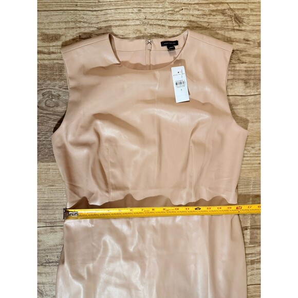 Ann Taylor Dress Beige Faux Leather Sleeveless Sheath Size 8 NWT - Picture 5 of 5